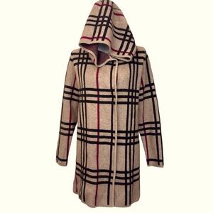 Camii Mia Mink Cashmere Hoodie Coat Womens Size M Double Breasted Long Cardigan